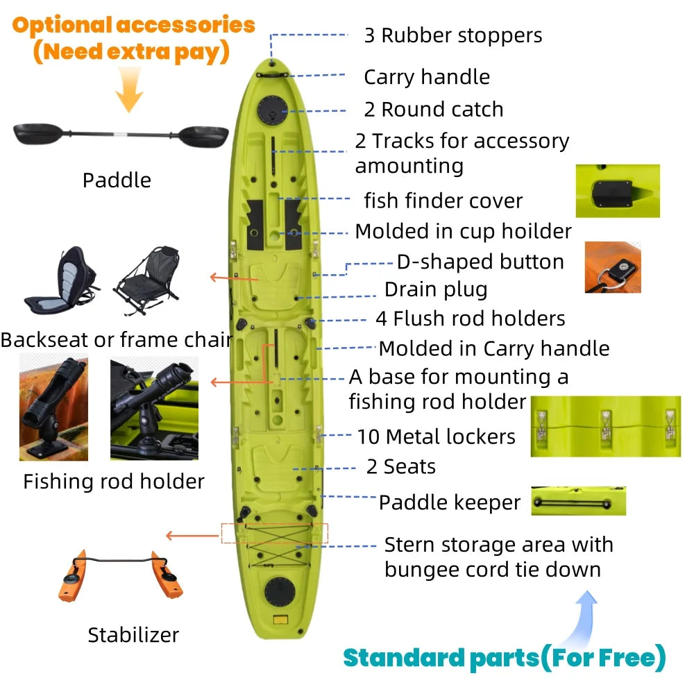 2025 NEW Modular Kayak 11ft Sit on Top Fishing Kayak,Super Lightweight, Paddle Motorized Plastic Kajak
