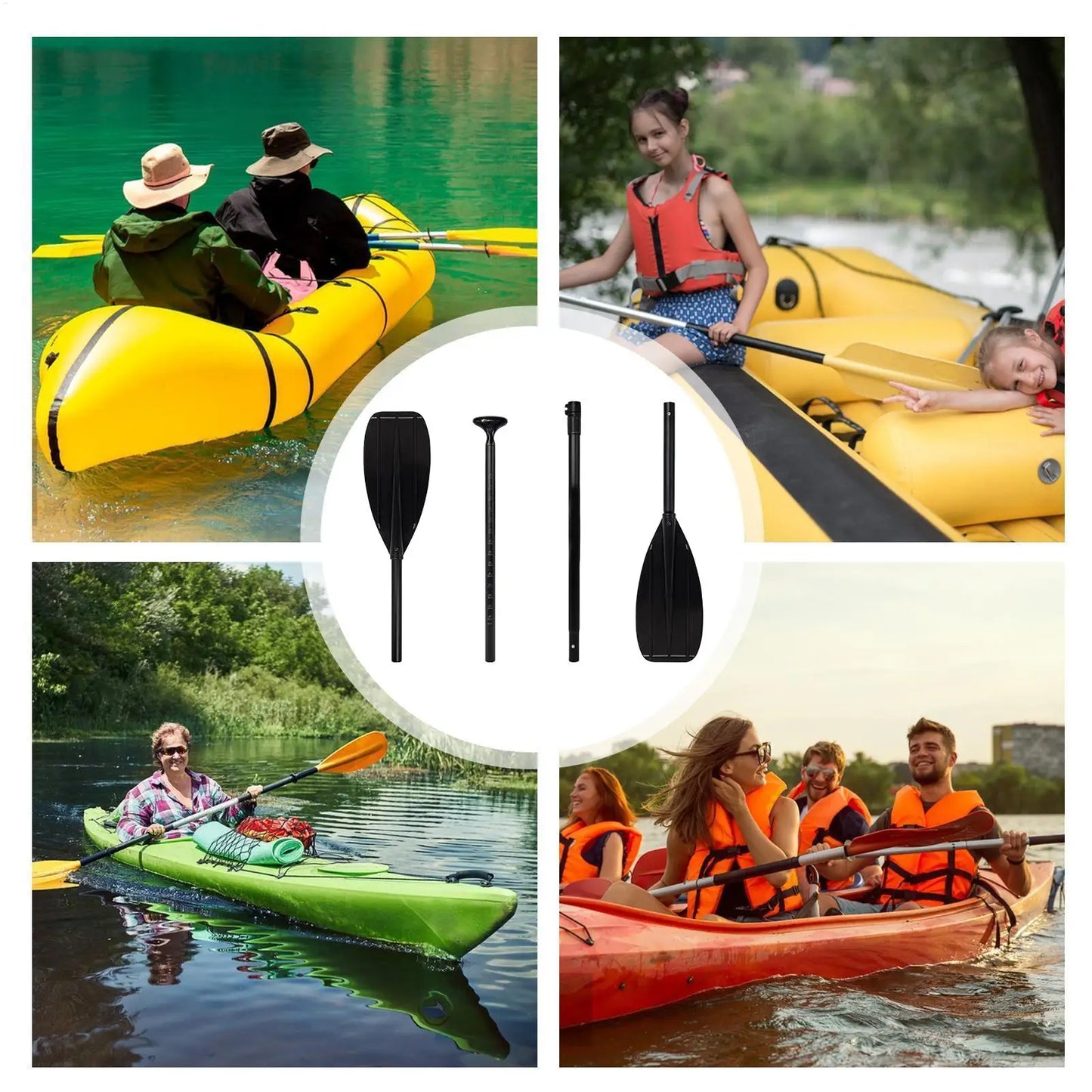 Kayak Paddle Carbon Fiber 2 Section Lightweight Double-head Carbon Fiber Tool Kayak Fishing Paddle For Kids Rowing Touring Lake