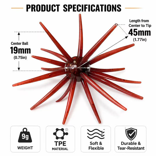 Coike Style Sea Urchin Soft Bait TPE Anti Tear Earth Lure Slow Fall Action Neko Rig Bass Fishing Lures Accessories
