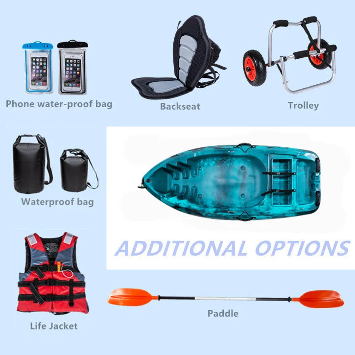 Single Person 2m Boat for Easy Carrying Small Fishing Kayak PE Hull Material for Lakes and Rivers