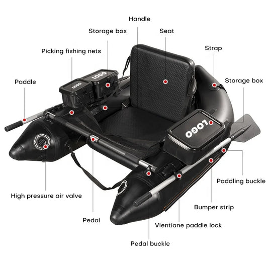 PVC Belly Boat Fishing Float Tube Inflatable Boat With Adjustable Straps/Fish Ruler/Carry Bag