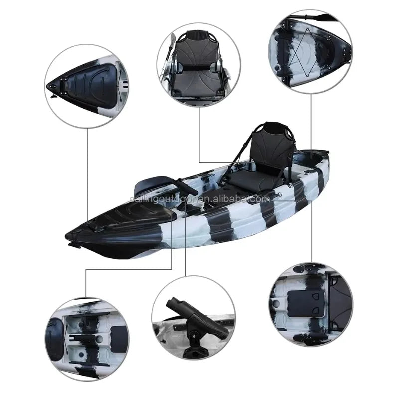 Airo Single Flap Inflatable Pedal Kayak Lightweight Polyethylene HDPE LLDPE Materials for Surfing Diving Water Activities Sport