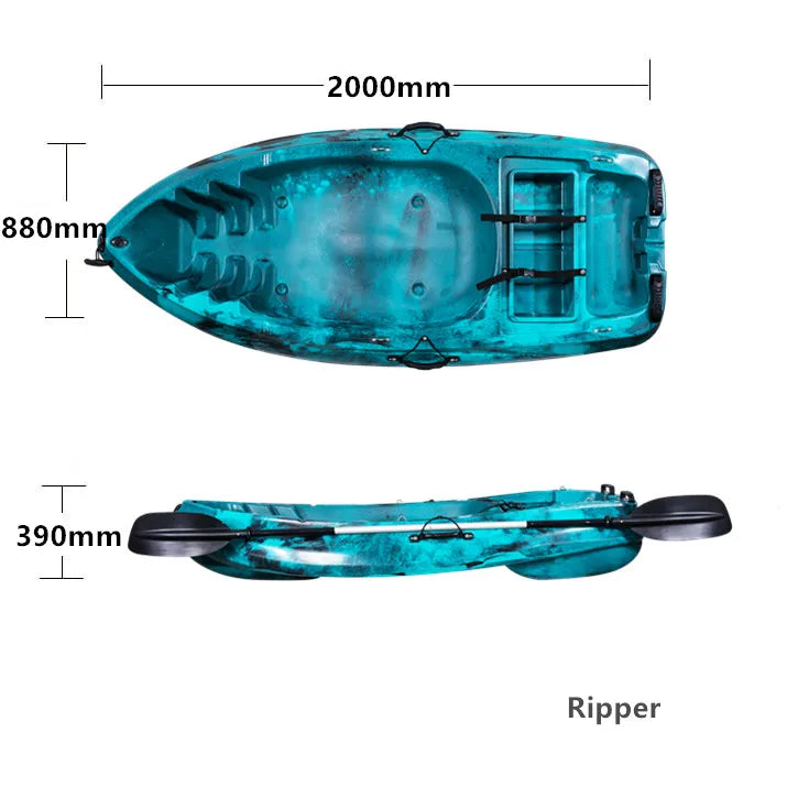 Single Person 2m Boat for Easy Carrying Small Fishing Kayak PE Hull Material for Lakes and Rivers